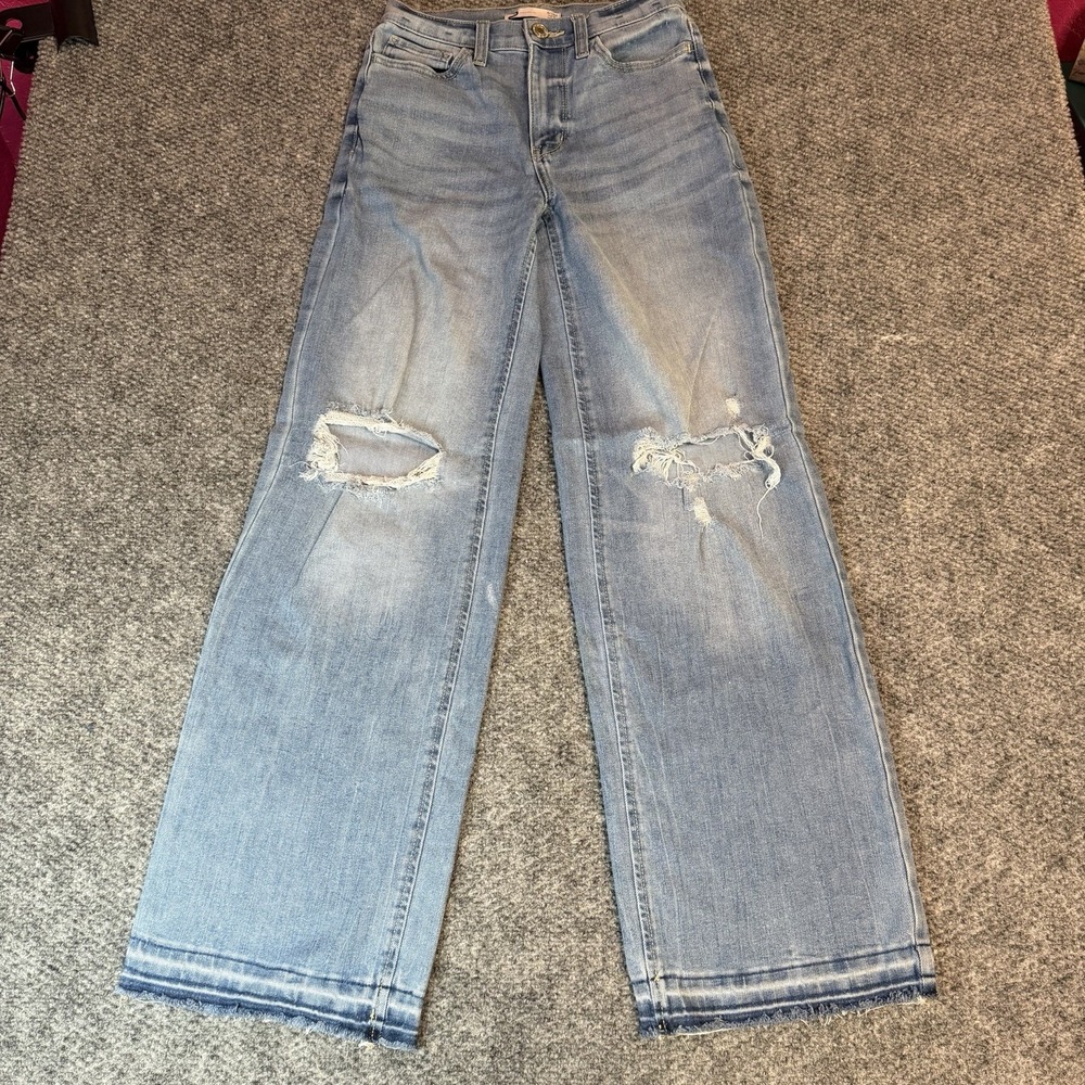 SO Jeans High Rise Baggy Wide Leg Jeans  Blue 0/24 Regular Destroyed